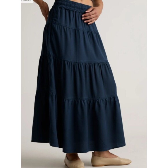 Quince Dresses & Skirts - Quince Vintage Wash Tencel Tiered Maxi Skirt Midnight Blue L NWT